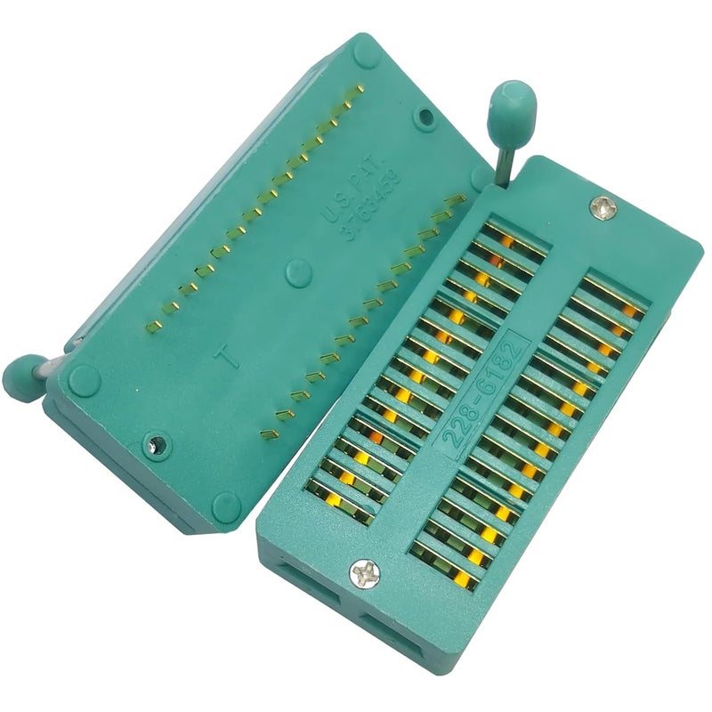 YEGAFE 2Pcs 28Pin Wide 2.54mm ZIF Zip IC Test DIP Board Socket Universal Gold Plated feet - Image 1